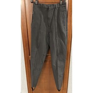 Vintage 80s B.E. Black Stirrup Pants Permanent Pleat Zipper Pockets Slim 9/10